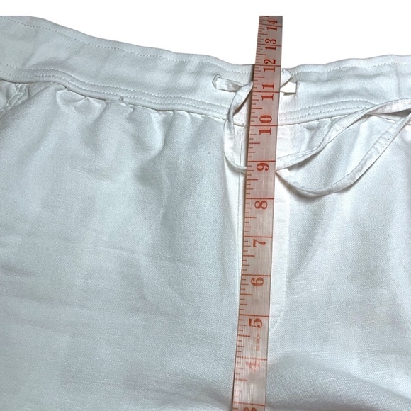 GAP Linen / Cotton Blend White Capri Length Pants Drawstring / Stretch Waist L - Picture 7 of 10